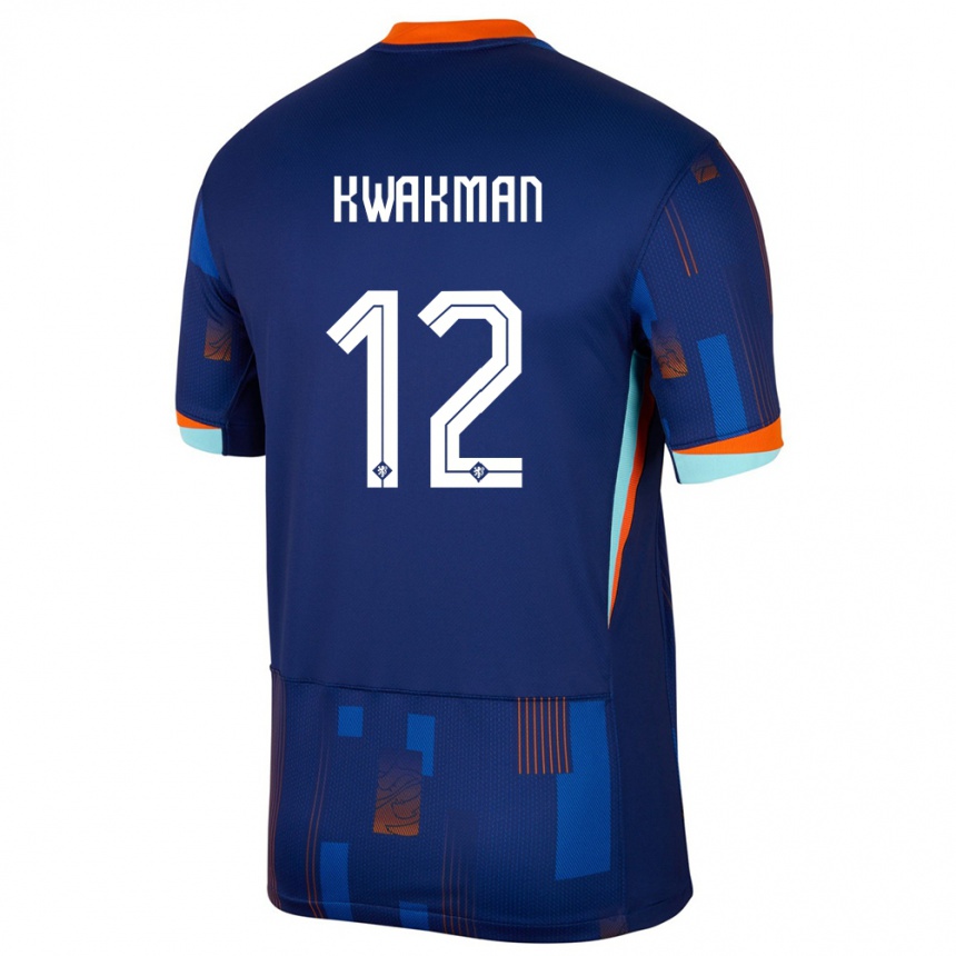 Kids Football Netherlands Dave Kwakman #12 Blue Away Jersey 24-26 T-Shirt Za