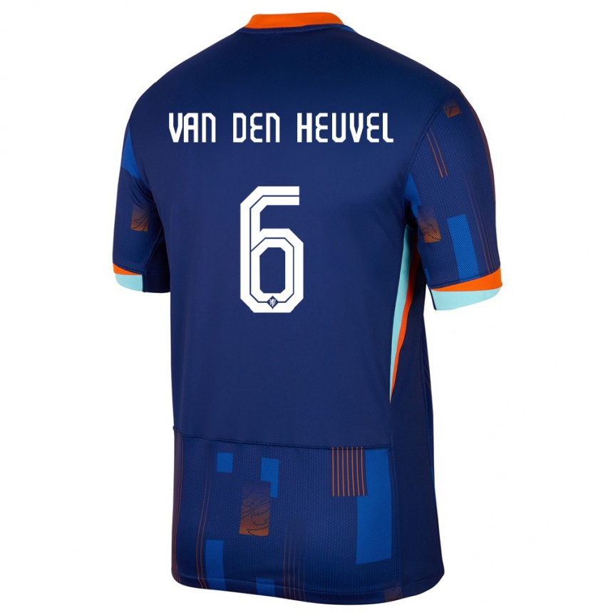 Kids Football Netherlands Tim Van Den Heuvel #6 Blue Away Jersey 24-26 T-Shirt Za