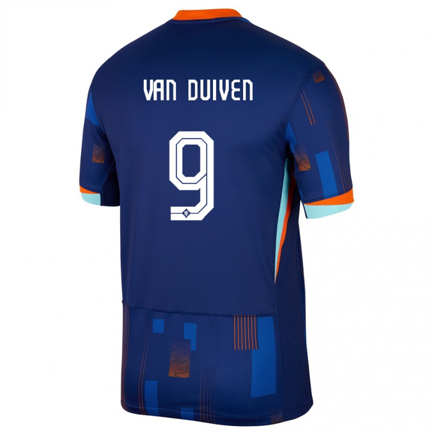 Kids Football Netherlands Jason Van Duiven #9 Blue Away Jersey 24-26 T-Shirt Za