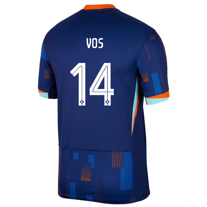 Kids Football Netherlands Silvano Vos #14 Blue Away Jersey 24-26 T-Shirt Za