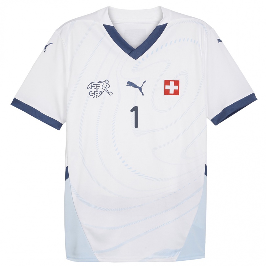 Kids Football Switzerland Yann Sommer #1 White Away Jersey 24-26 T-Shirt Za