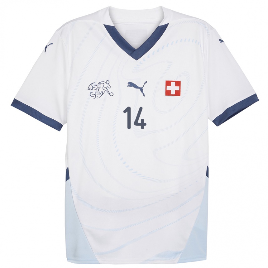 Kids Football Switzerland Mohamed Zeki Amdouni #14 White Away Jersey 24-26 T-Shirt Za