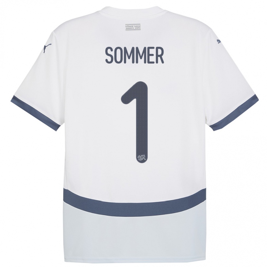 Kids Football Switzerland Yann Sommer #1 White Away Jersey 24-26 T-Shirt Za