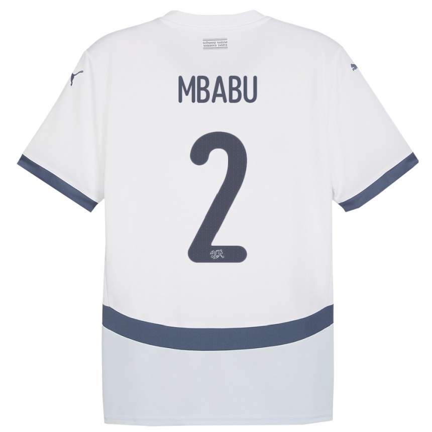 Kids Football Switzerland Kevin Mbabu #2 White Away Jersey 24-26 T-Shirt Za