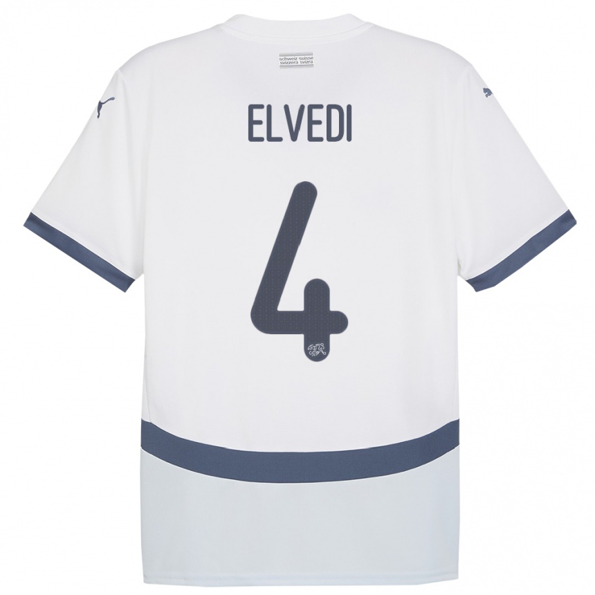 Kids Football Switzerland Nico Elvedi #4 White Away Jersey 24-26 T-Shirt Za