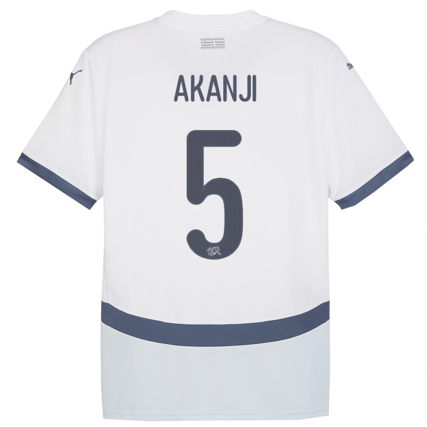 Kids Football Switzerland Manuel Akanji #5 White Away Jersey 24-26 T-Shirt Za