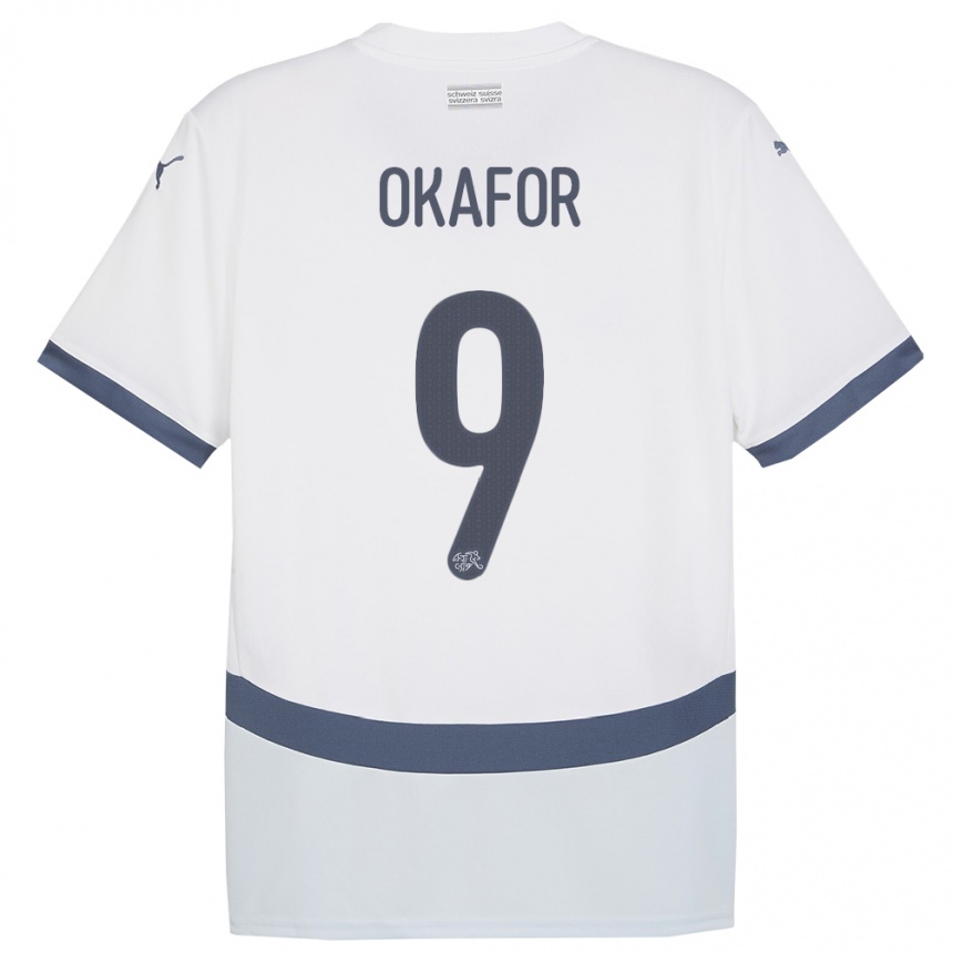 Kids Football Switzerland Noah Okafor #9 White Away Jersey 24-26 T-Shirt Za