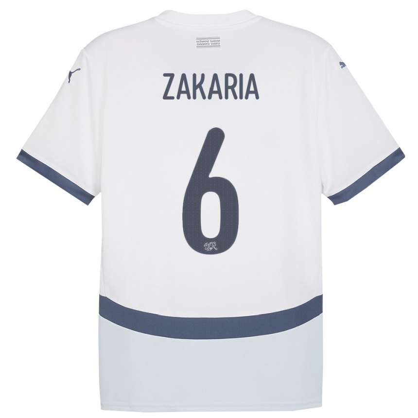 Kids Football Switzerland Denis Zakaria #6 White Away Jersey 24-26 T-Shirt Za