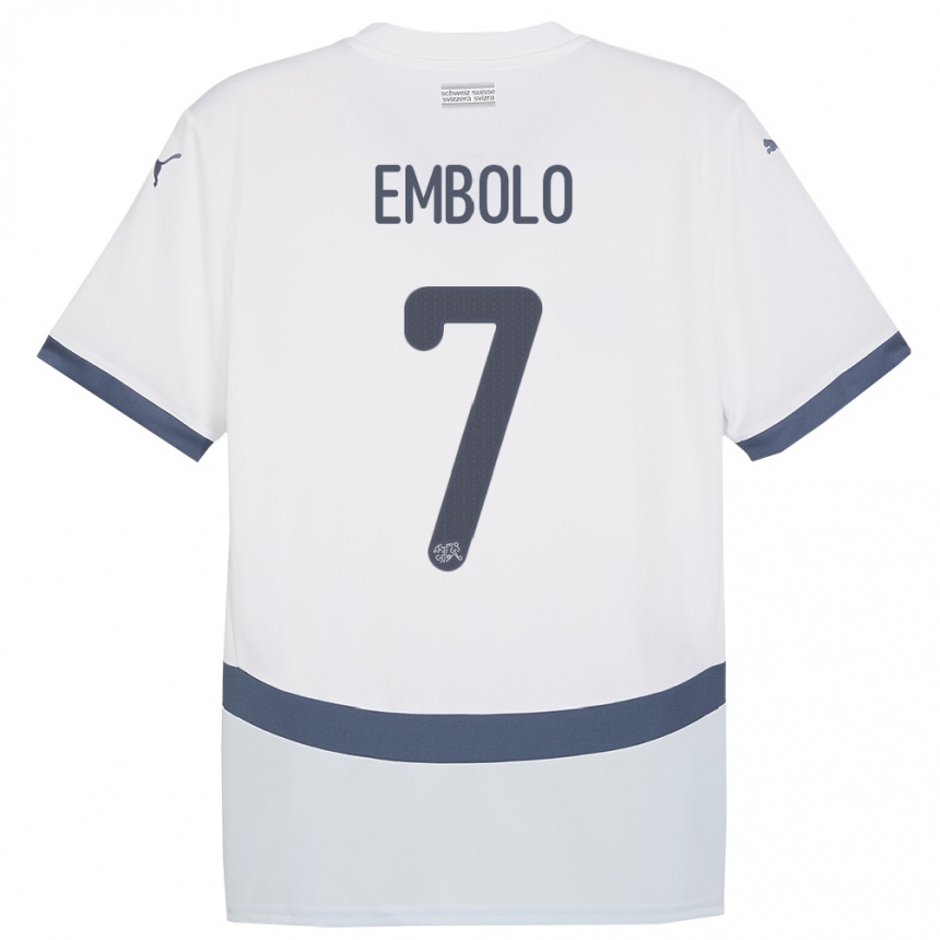 Kids Football Switzerland Breel Embolo #7 White Away Jersey 24-26 T-Shirt Za