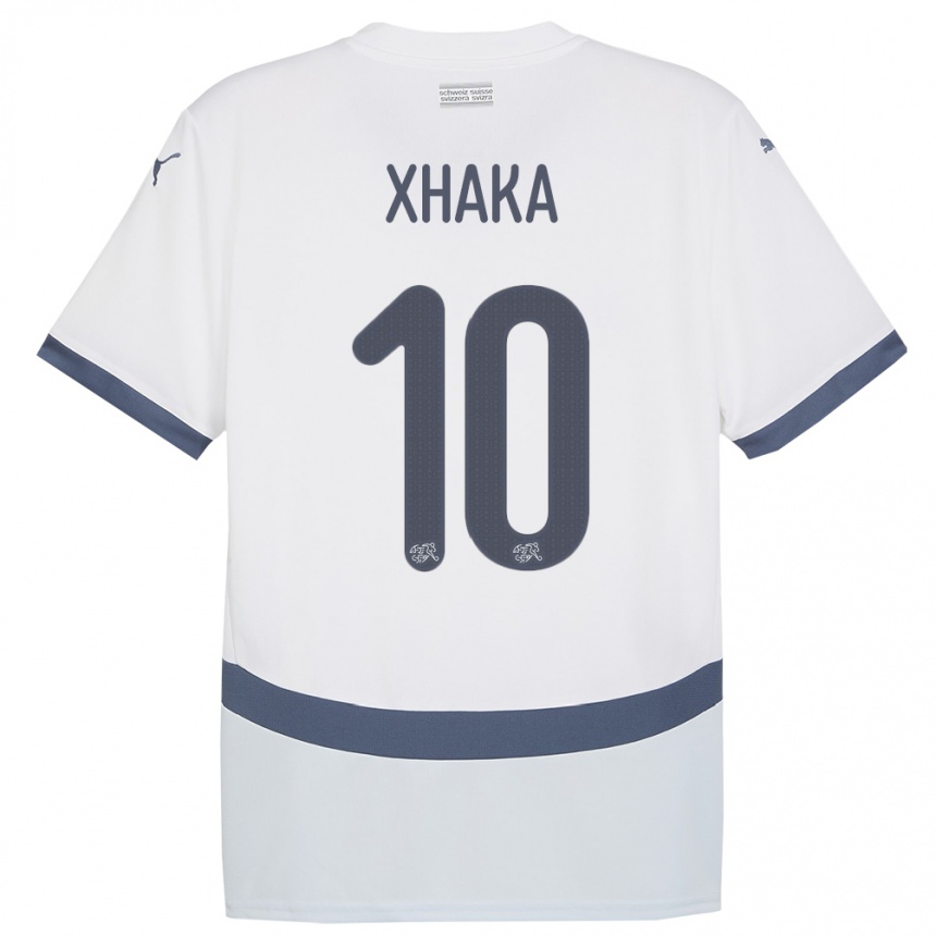 Kids Football Switzerland Granit Xhaka #10 White Away Jersey 24-26 T-Shirt Za