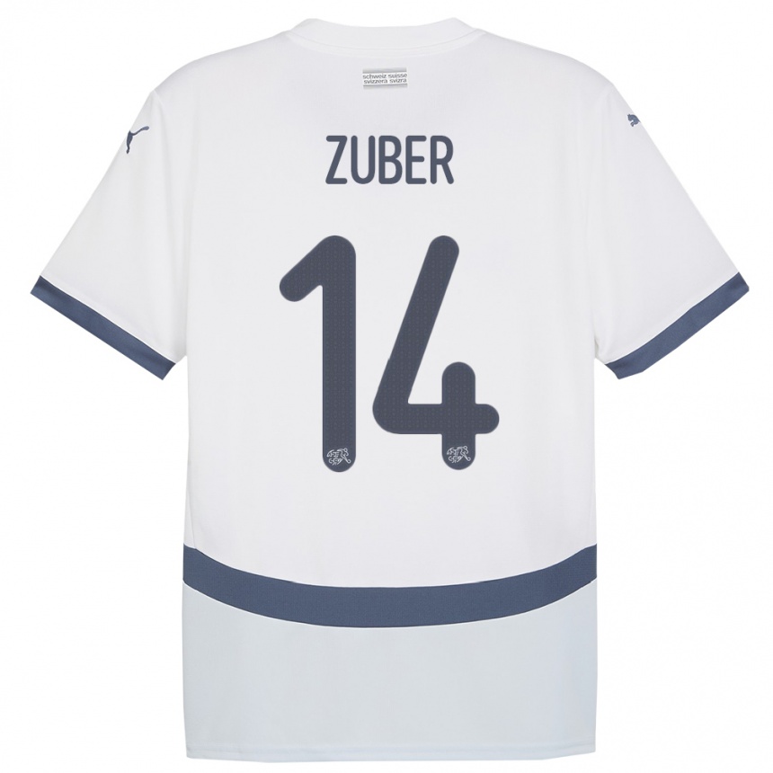 Kids Football Switzerland Steven Zuber #14 White Away Jersey 24-26 T-Shirt Za