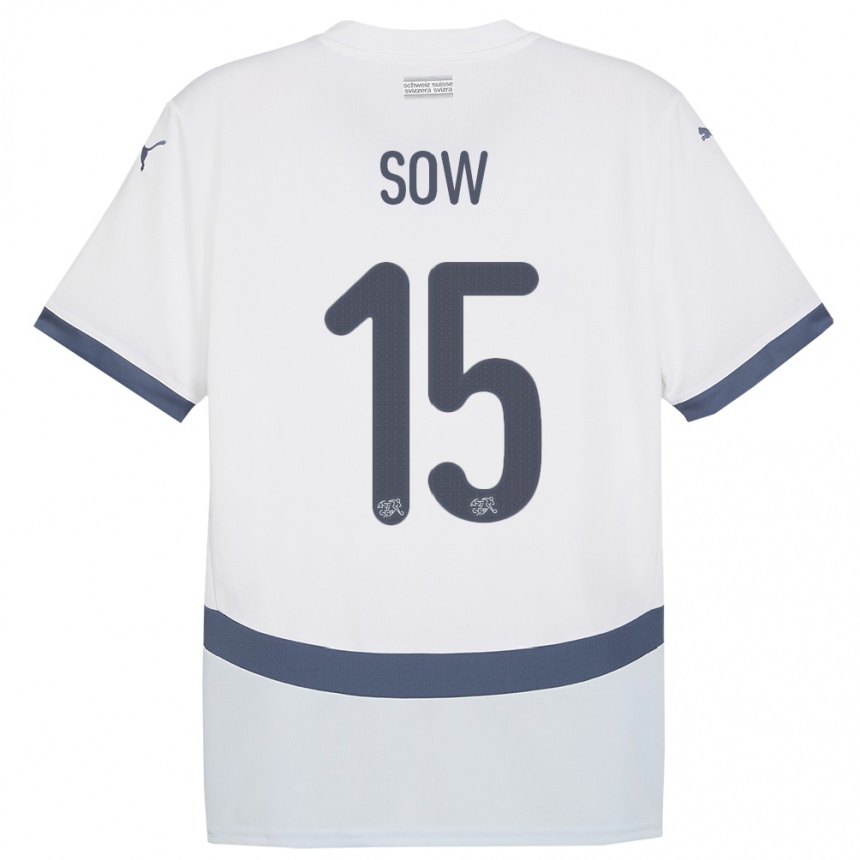 Kids Football Switzerland Djibril Sow #15 White Away Jersey 24-26 T-Shirt Za