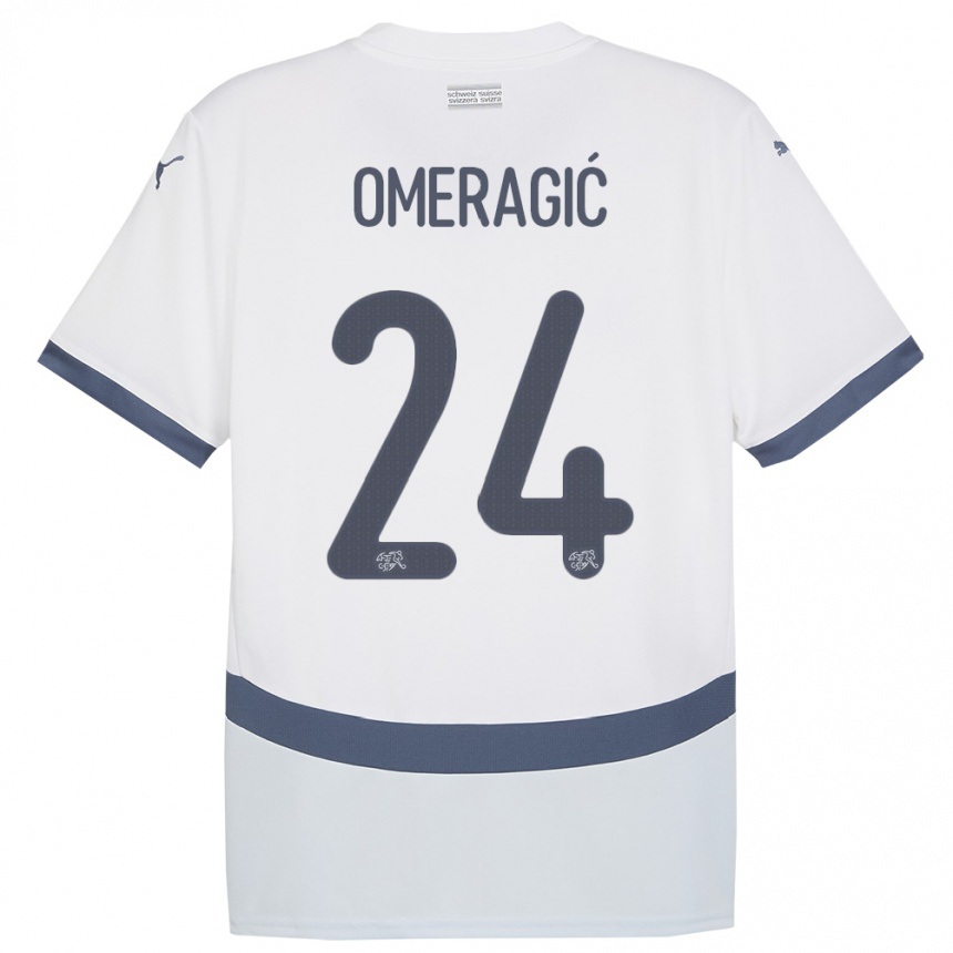 Kids Football Switzerland Becir Omeragic #24 White Away Jersey 24-26 T-Shirt Za