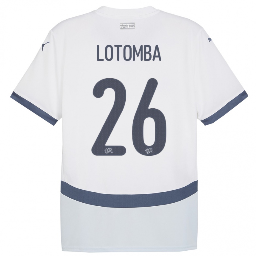 Kids Football Switzerland Jordan Lotomba #26 White Away Jersey 24-26 T-Shirt Za