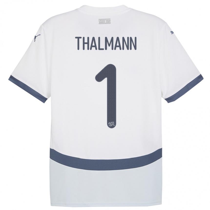 Kids Football Switzerland Gaelle Thalmann #1 White Away Jersey 24-26 T-Shirt Za