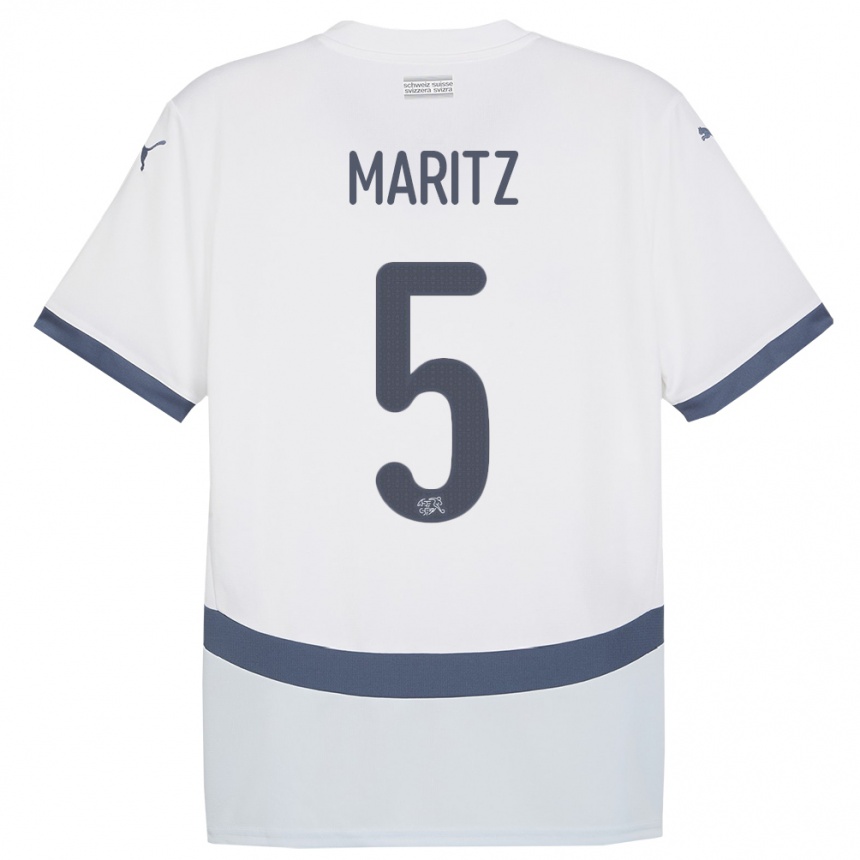 Kids Football Switzerland Noelle Maritz #5 White Away Jersey 24-26 T-Shirt Za