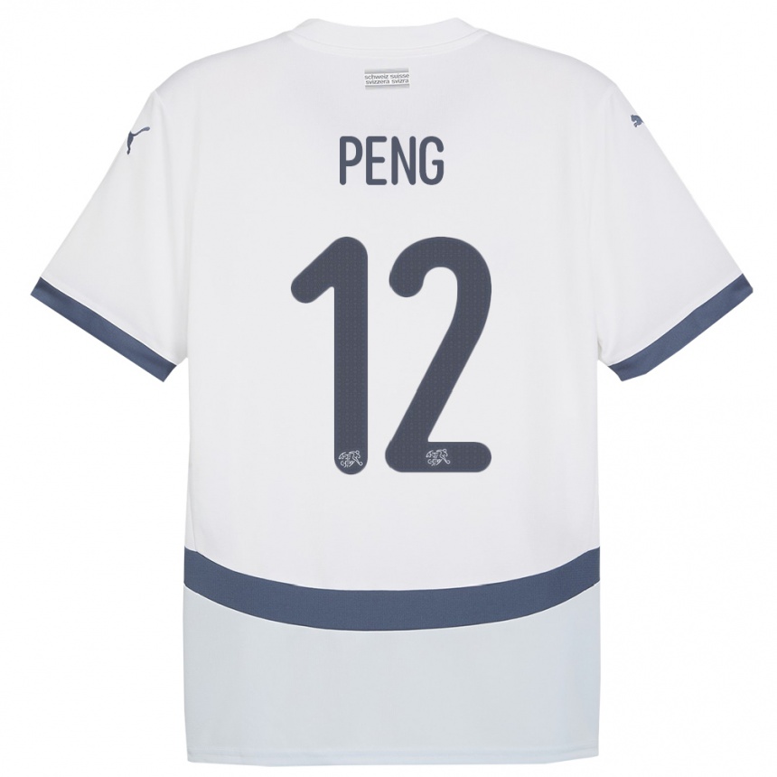 Kids Football Switzerland Livia Peng #12 White Away Jersey 24-26 T-Shirt Za