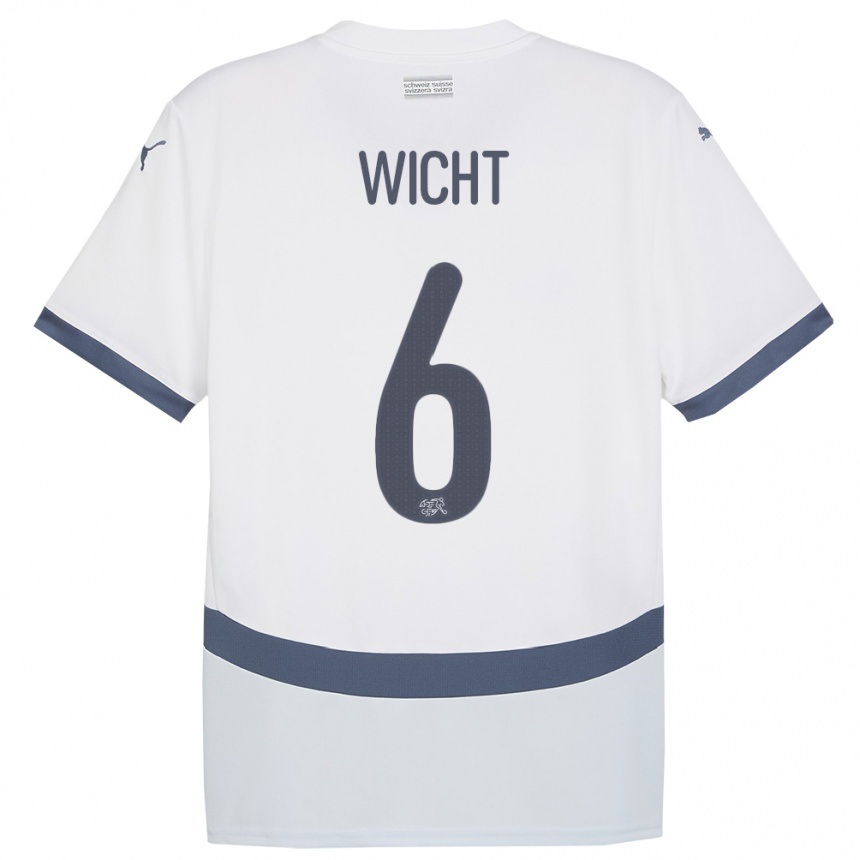 Kids Football Switzerland Nathan Wicht #6 White Away Jersey 24-26 T-Shirt Za