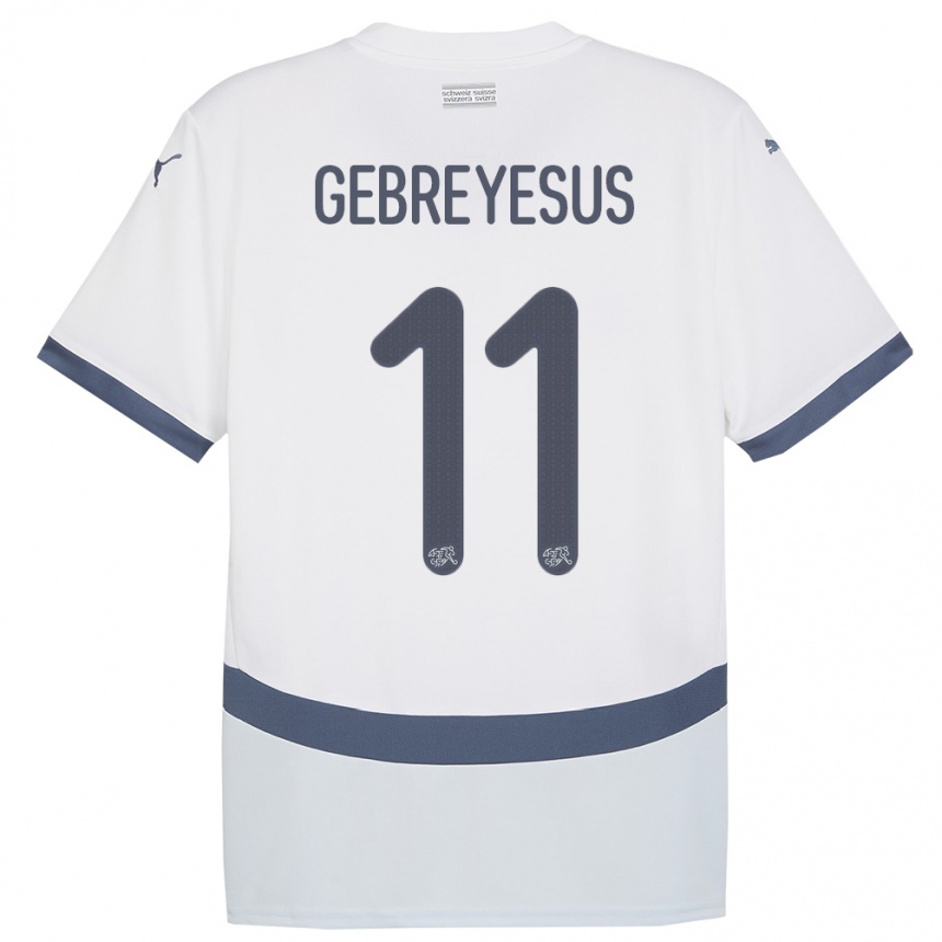 Kids Football Switzerland Esey Gebreyesus #11 White Away Jersey 24-26 T-Shirt Za