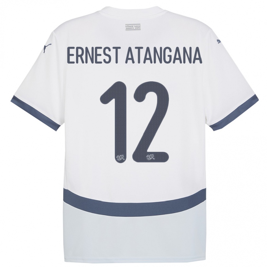 Kids Football Switzerland Brian Ernest Atangana #12 White Away Jersey 24-26 T-Shirt Za