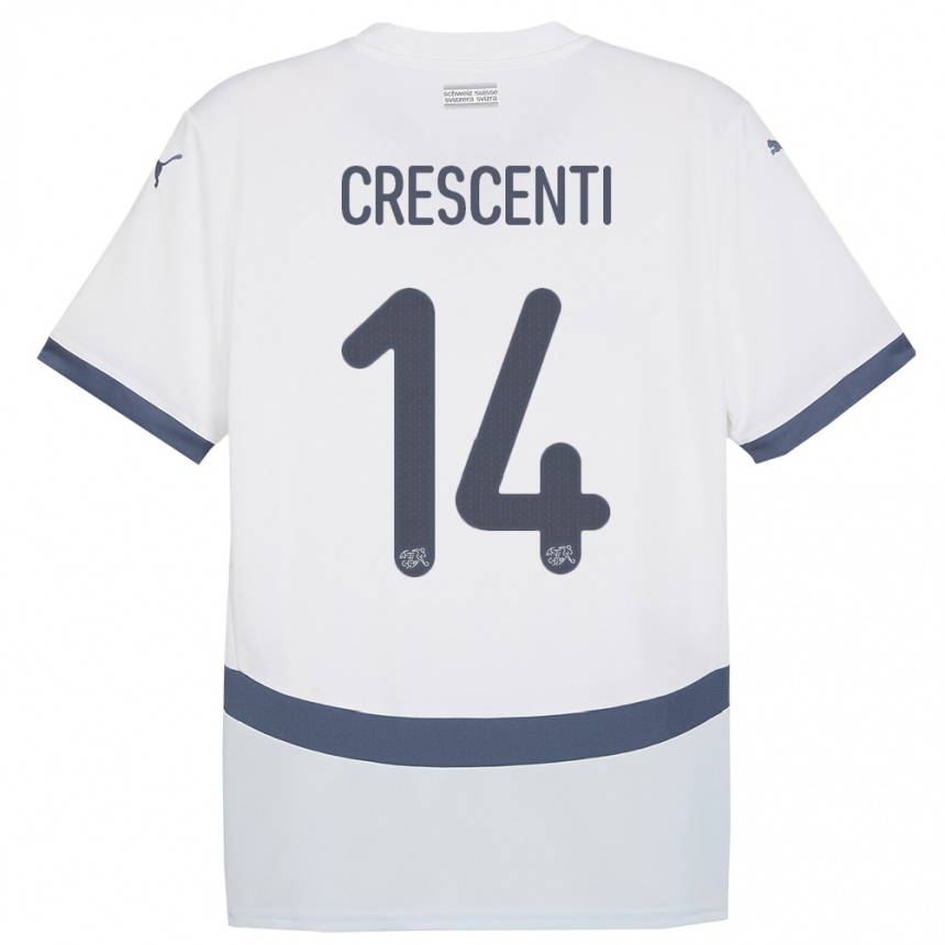 Kids Football Switzerland Federico Crescenti #14 White Away Jersey 24-26 T-Shirt Za