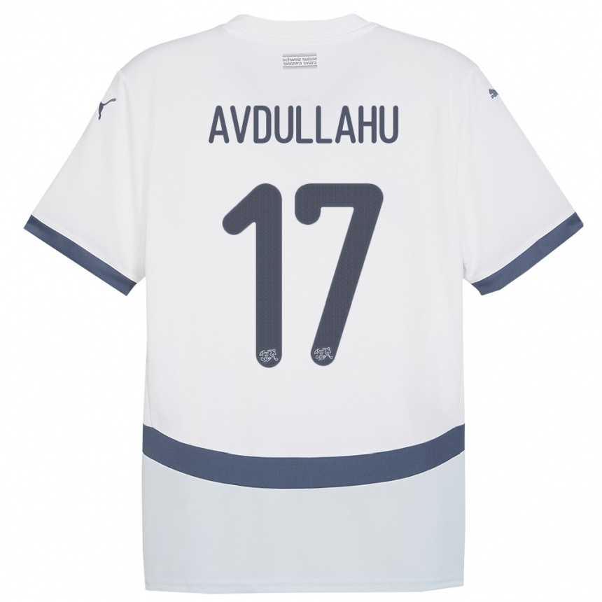 Kids Football Switzerland Leon Avdullahu #17 White Away Jersey 24-26 T-Shirt Za