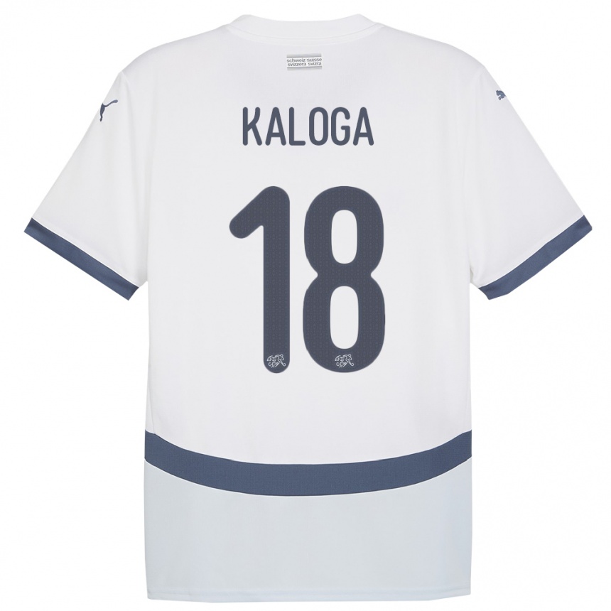 Kids Football Switzerland Issa Kaloga #18 White Away Jersey 24-26 T-Shirt Za