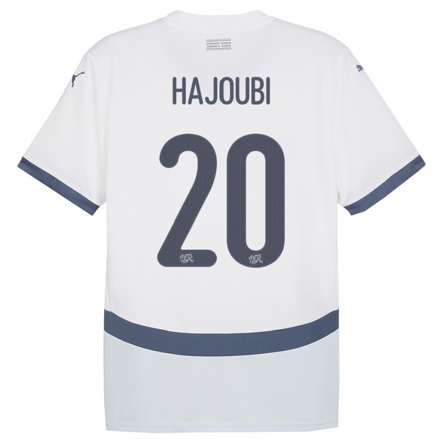 Kids Football Switzerland Amin Hajoubi #20 White Away Jersey 24-26 T-Shirt Za