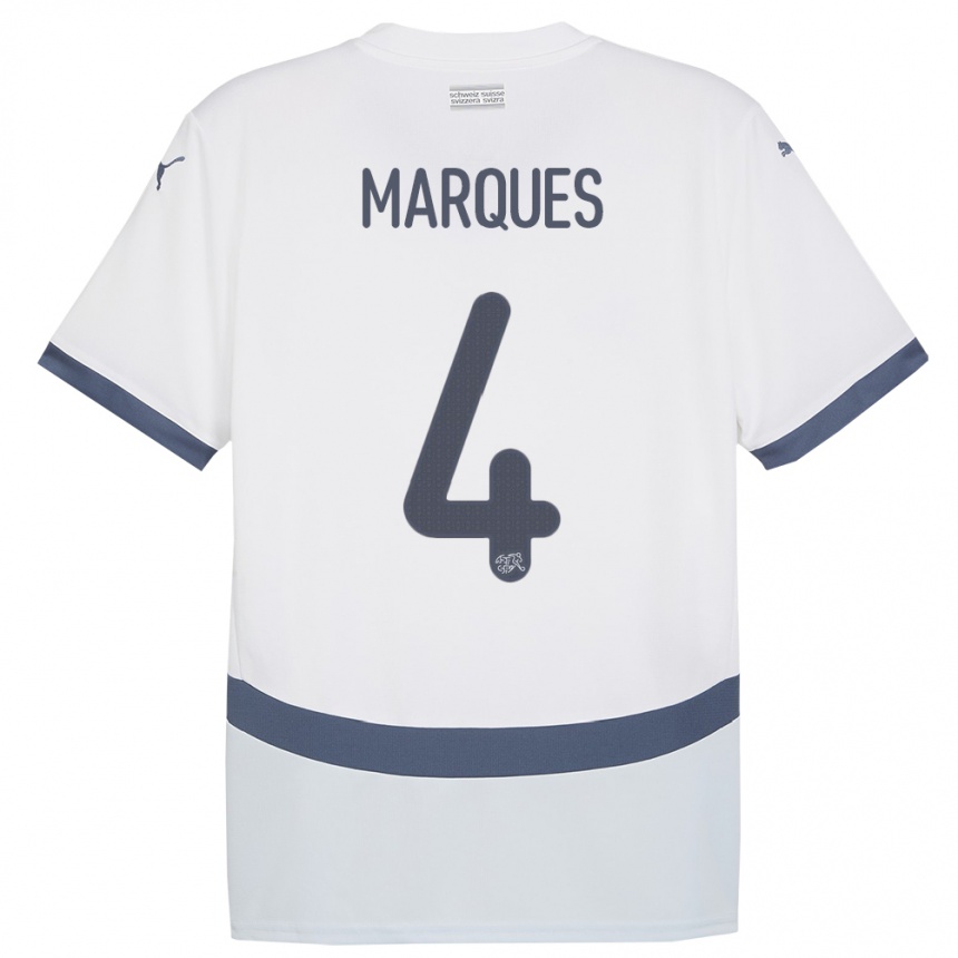 Kids Football Switzerland Christian Marques #4 White Away Jersey 24-26 T-Shirt Za