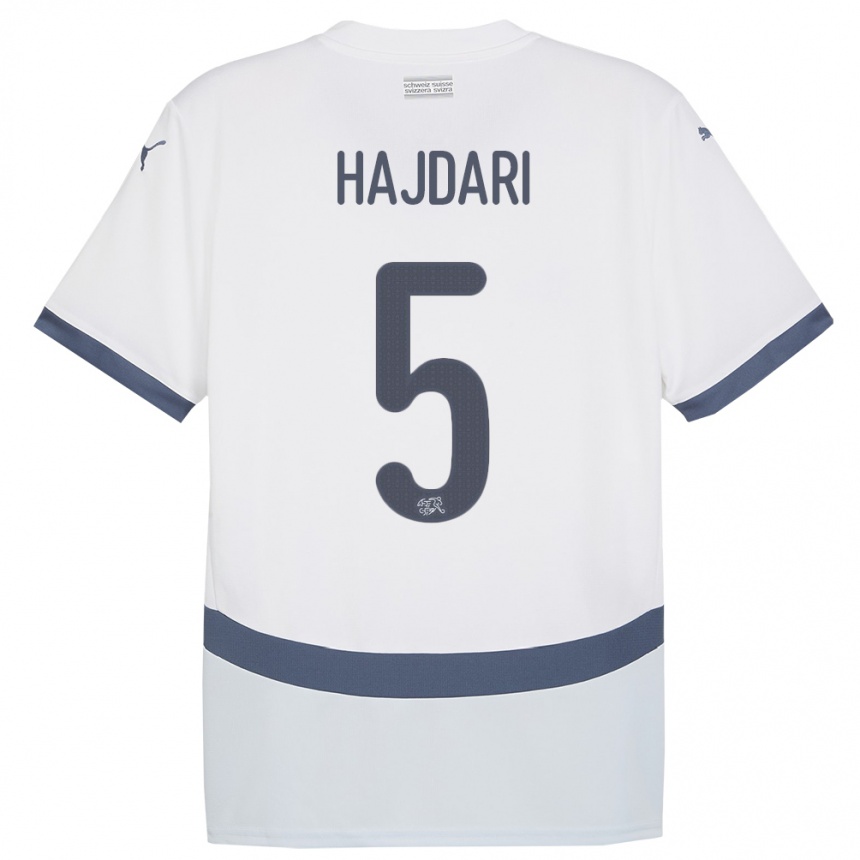 Kids Football Switzerland Albian Hajdari #5 White Away Jersey 24-26 T-Shirt Za