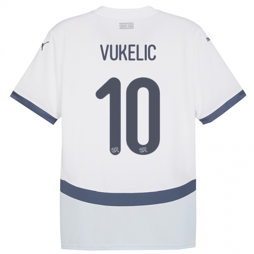 Kids Football Switzerland Mile Vukelic #10 White Away Jersey 24-26 T-Shirt Za