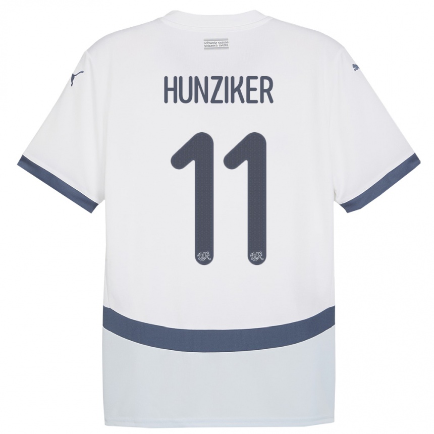 Kids Football Switzerland Andrin Hunziker #11 White Away Jersey 24-26 T-Shirt Za