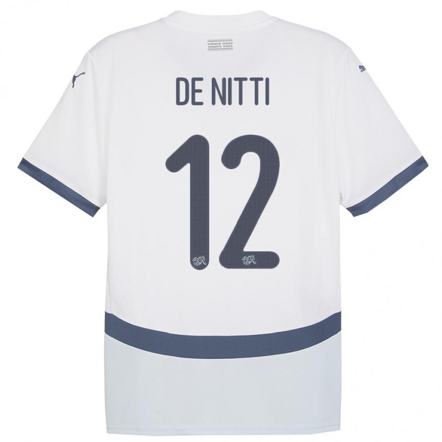 Kids Football Switzerland Gianni De Nitti #12 White Away Jersey 24-26 T-Shirt Za