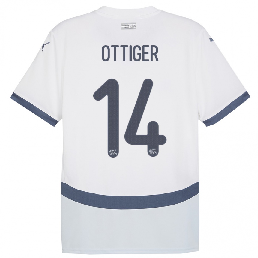 Kids Football Switzerland Severin Ottiger #14 White Away Jersey 24-26 T-Shirt Za