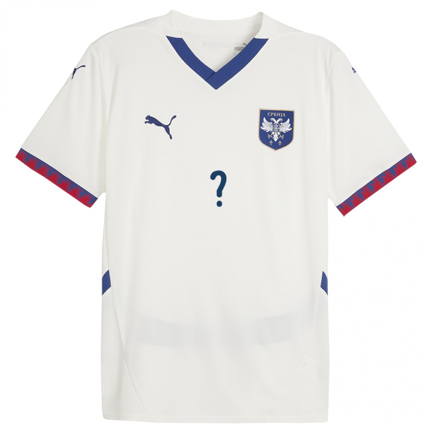 Kids Football Serbia Your Name #0 White Away Jersey 24-26 T-Shirt Za