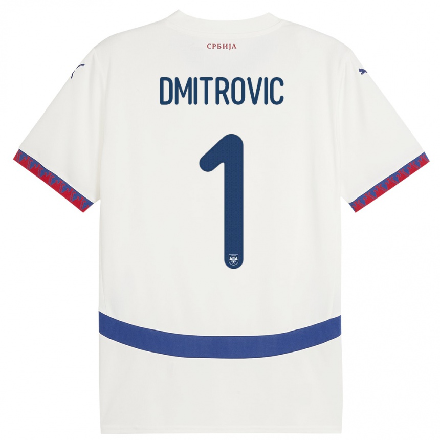 Kids Football Serbia Marko Dmitrovic #1 White Away Jersey 24-26 T-Shirt Za