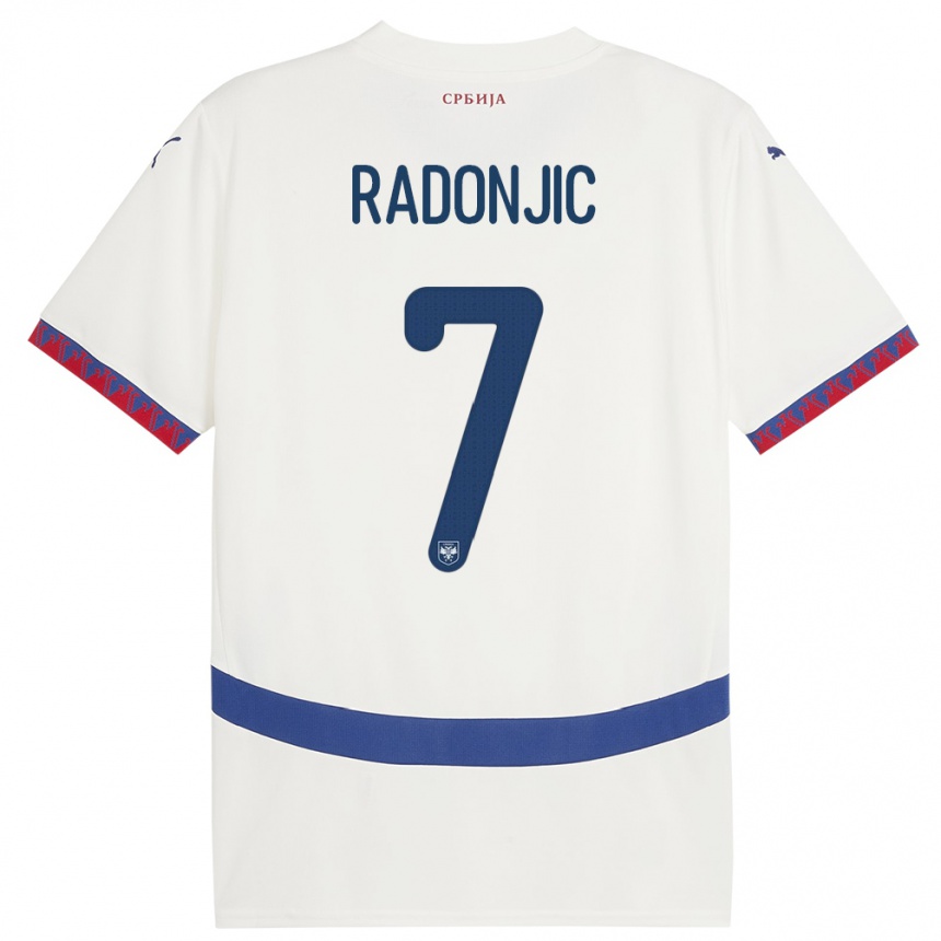 Kids Football Serbia Nemanja Radonjic #7 White Away Jersey 24-26 T-Shirt Za