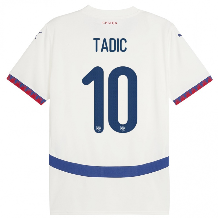 Kids Football Serbia Dusan Tadic #10 White Away Jersey 24-26 T-Shirt Za