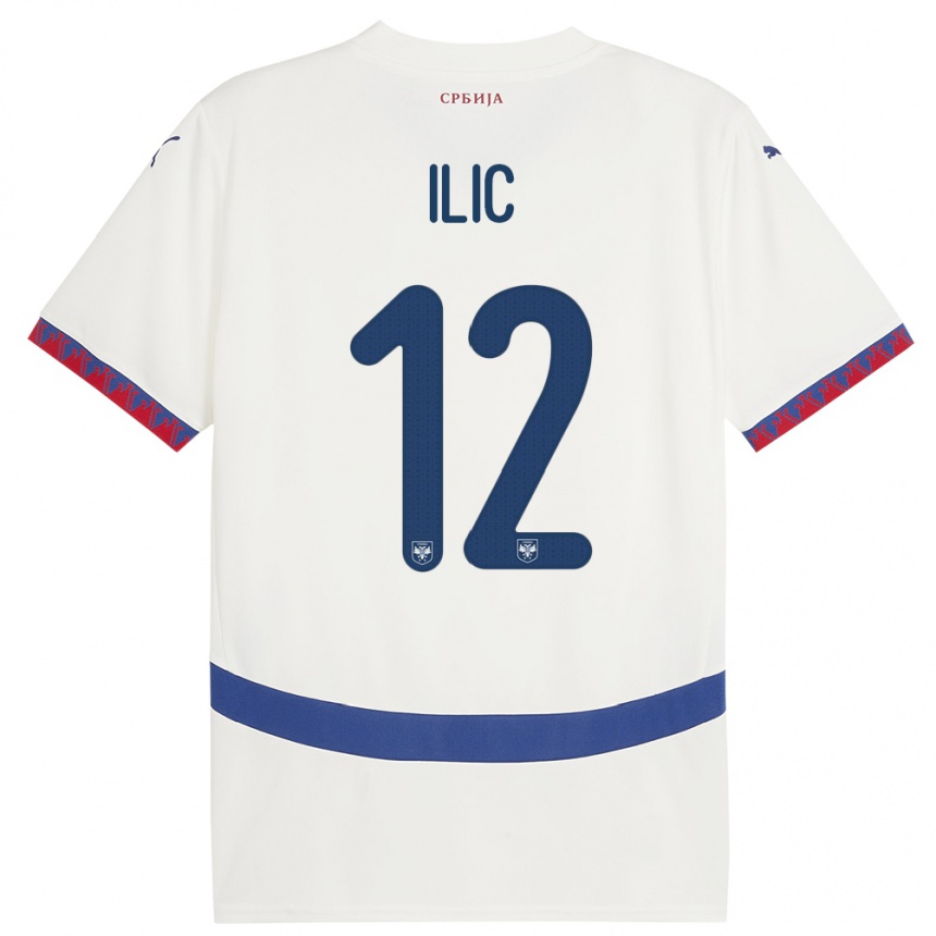 Kids Football Serbia Marko Ilic #12 White Away Jersey 24-26 T-Shirt Za