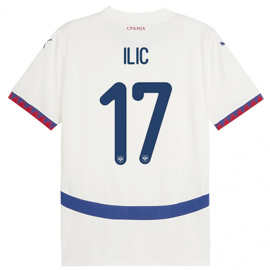 Kids Football Serbia Ivan Ilic #17 White Away Jersey 24-26 T-Shirt Za