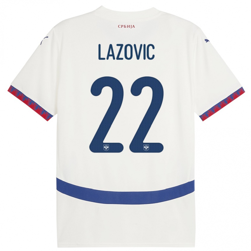 Kids Football Serbia Darko Lazovic #22 White Away Jersey 24-26 T-Shirt Za