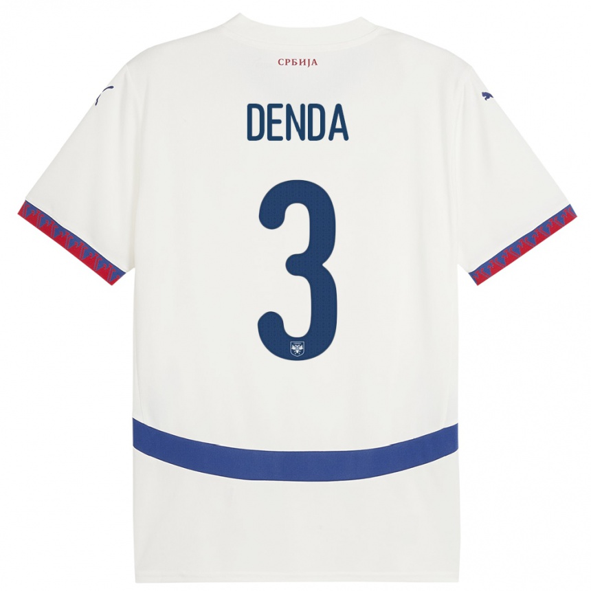 Kids Football Serbia Milica Denda #3 White Away Jersey 24-26 T-Shirt Za