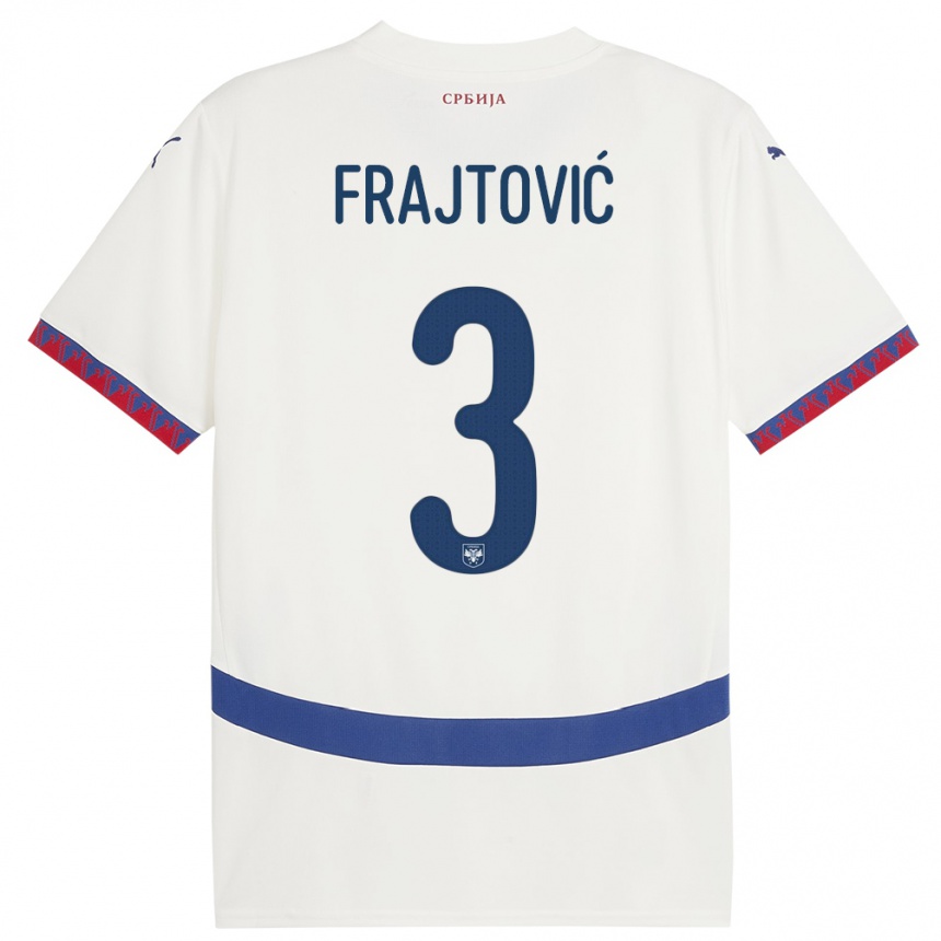 Kids Football Serbia Andela Frajtovic #3 White Away Jersey 24-26 T-Shirt Za