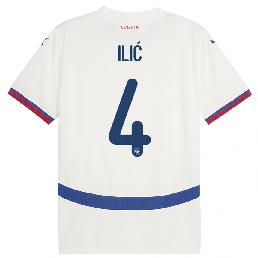 Kids Football Serbia Marija Ilic #4 White Away Jersey 24-26 T-Shirt Za