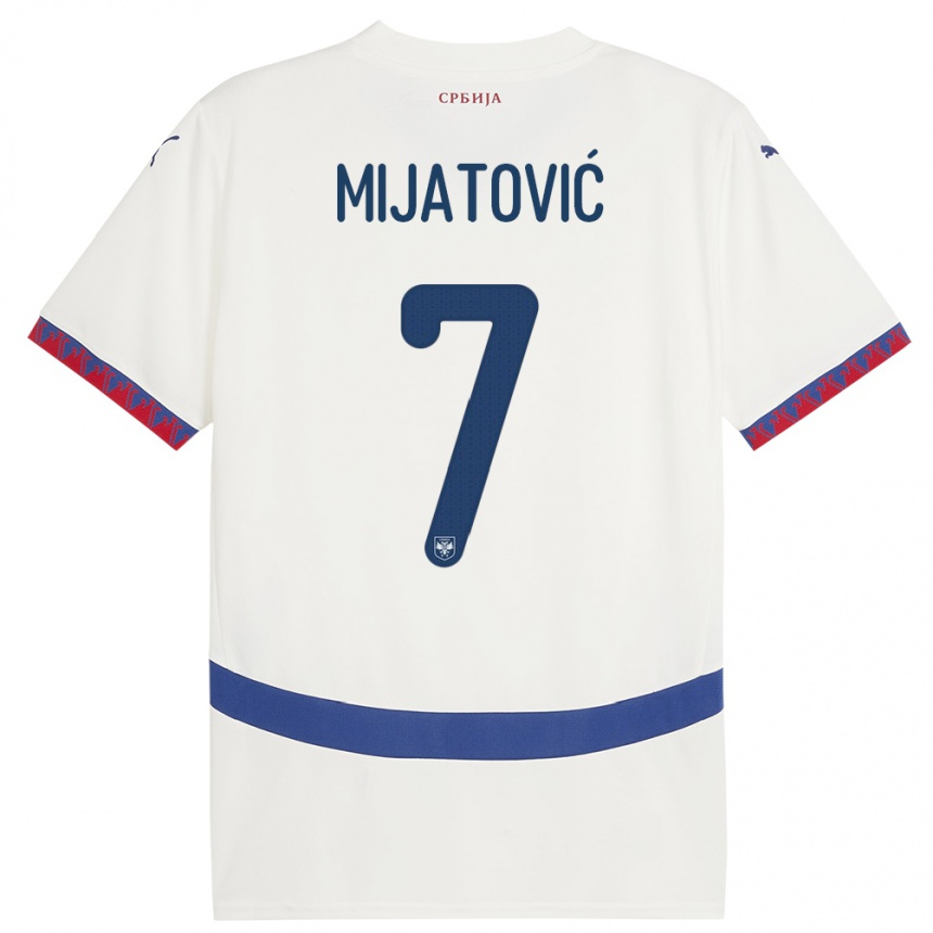 Kids Football Serbia Milica Mijatovic #7 White Away Jersey 24-26 T-Shirt Za