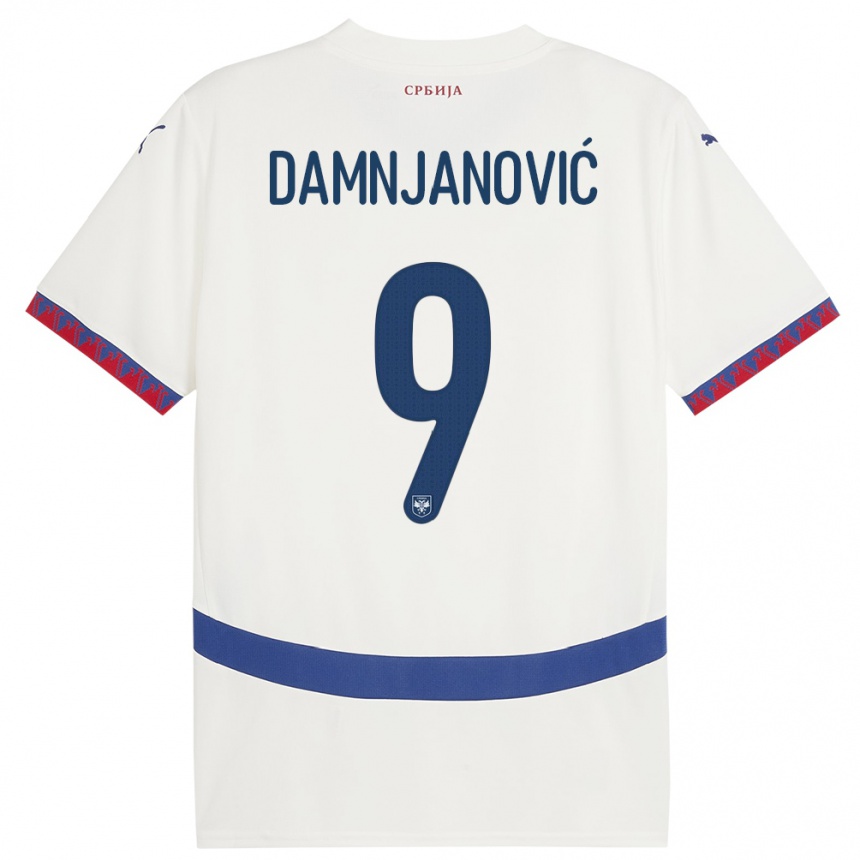 Kids Football Serbia Jovana Damnjanovic #9 White Away Jersey 24-26 T-Shirt Za