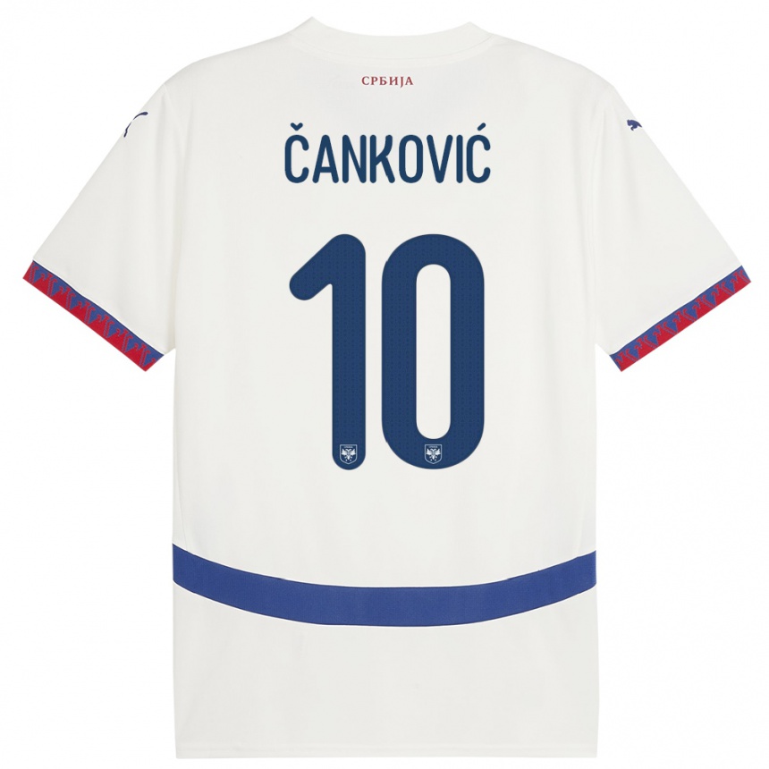 Kids Football Serbia Jelena Cankovic #10 White Away Jersey 24-26 T-Shirt Za