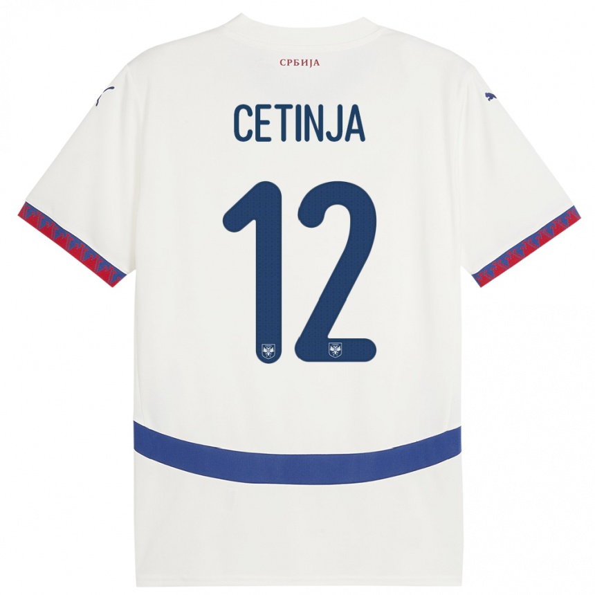 Kids Football Serbia Sara Cetinja #12 White Away Jersey 24-26 T-Shirt Za