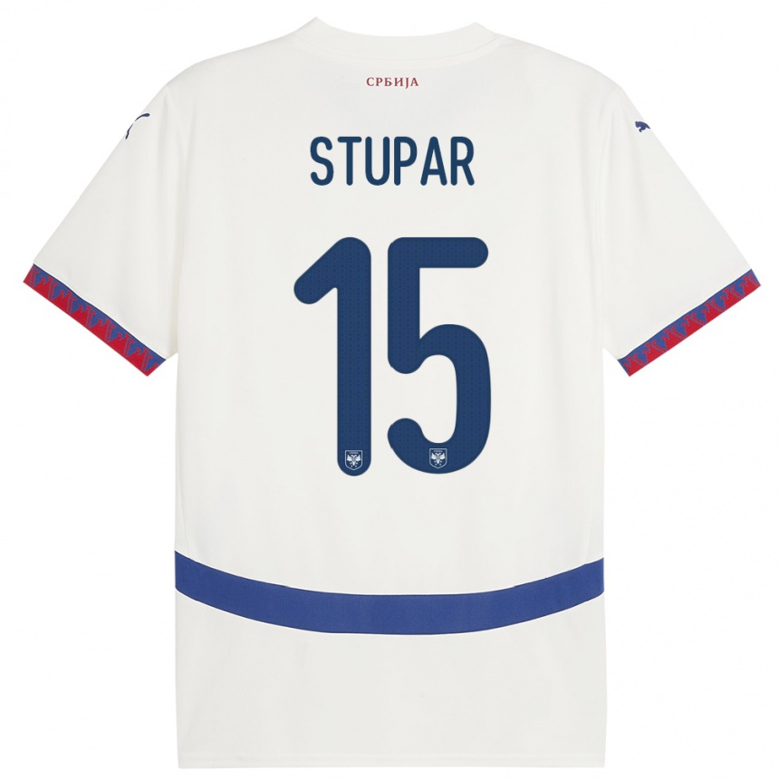 Kids Football Serbia Zivana Stupar #15 White Away Jersey 24-26 T-Shirt Za