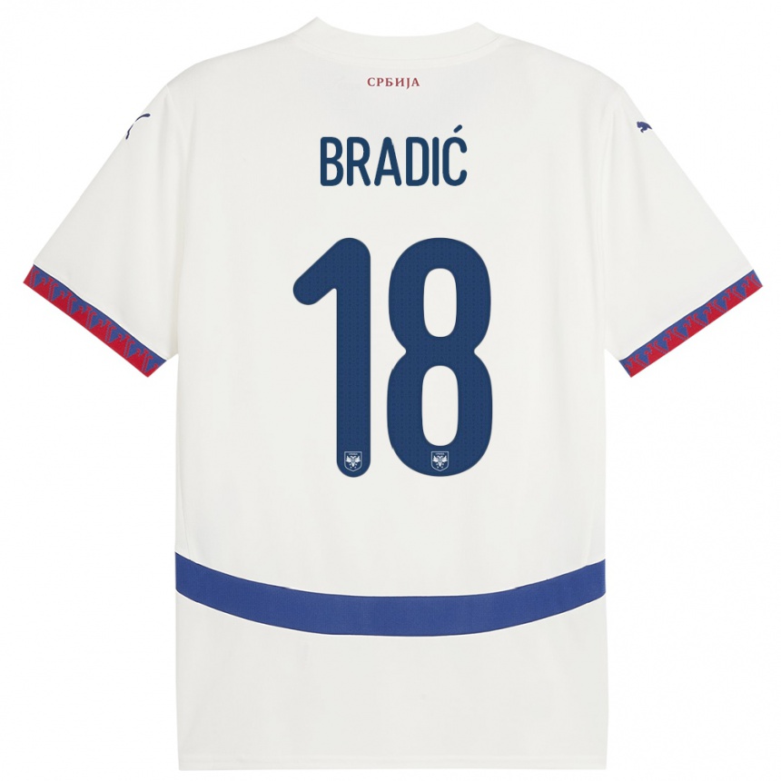 Kids Football Serbia Biljana Bradic #18 White Away Jersey 24-26 T-Shirt Za